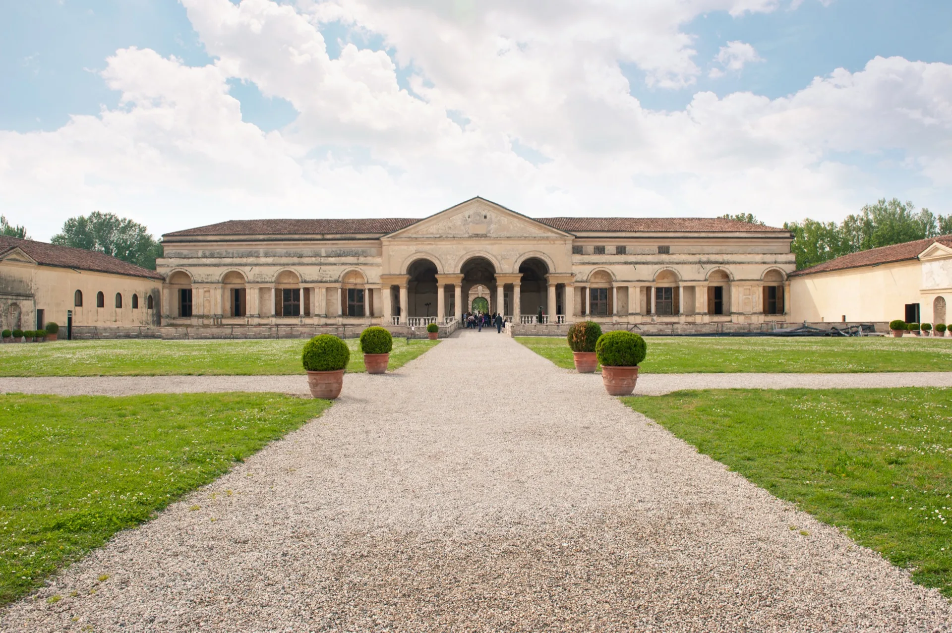 Palazzo Te in Mantua seen from the entrance path
